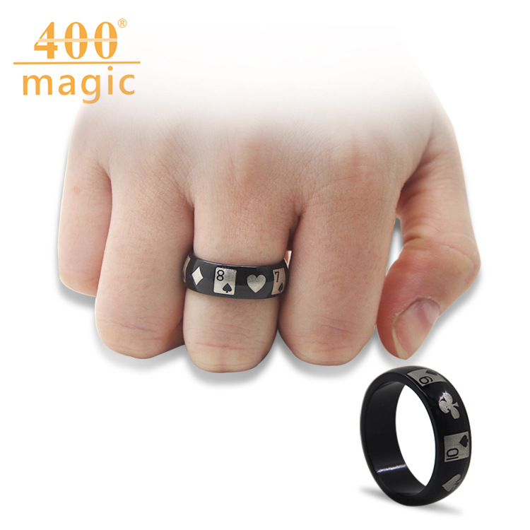 黑色扑克图案磁戒
