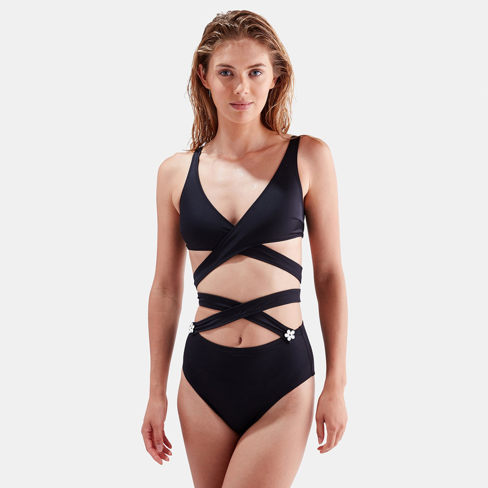 2020新款欧美泳衣热款性感装绑带显瘦纯色女士比基尼连体bikini