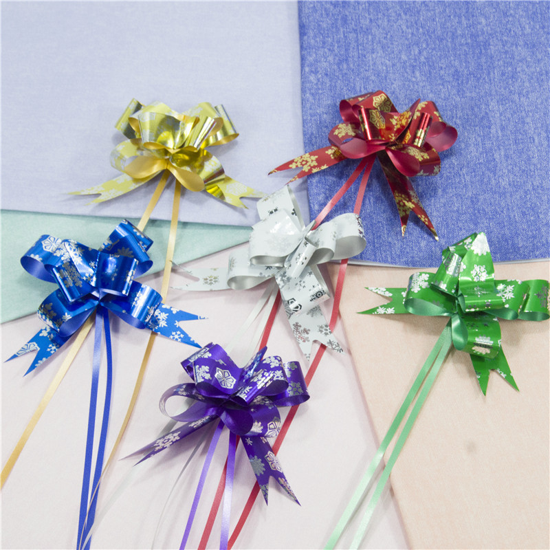 Creativo nuevo colorido navidad año nuevo copo de nieve regalo caja de regalo guirnalda arco cinta flor decorativa