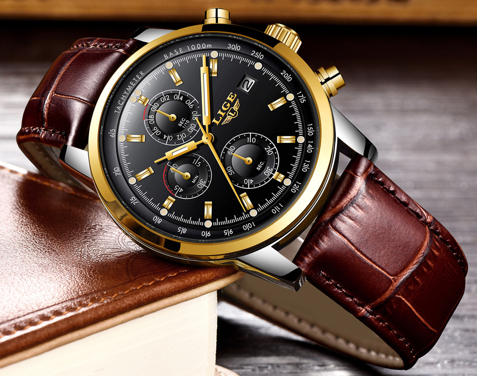 LIGE Watch Black Rose