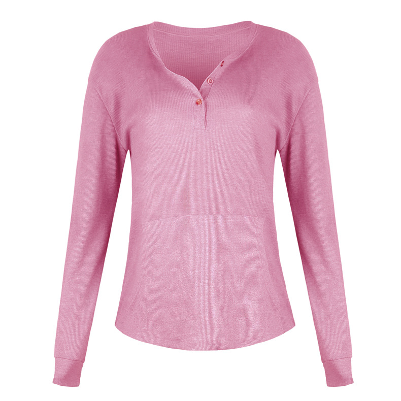 solid color button long sleeve shirt T-shirt NSKX5891