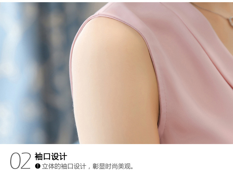 外贸雪纺衫女2022夏季新款时尚背心 V领无袖大码打底女装上衣衬衫详情30