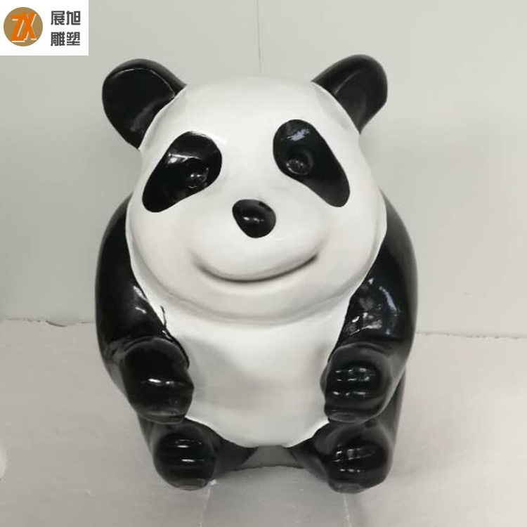 定制仿真国宝熊猫玻璃钢雕卡通动物摆件户外广场公园景物美化装饰