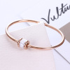 Bracelet natural stone, golden fashionable accessory, pink gold