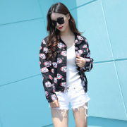 韩版潮流新款女装2018秋冬印花个性百搭宽松女装牛仔外套