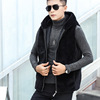 仿水貂皮草马甲大码男士青年冬季獭兔毛加棉背心毛绒连帽加厚外套|ms