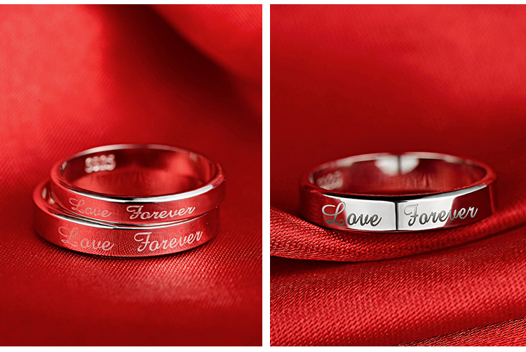 Wholesale Couple Ring S925 Silver Jewelry Vows To Love Lettering Index Finger Tail Ring display picture 3