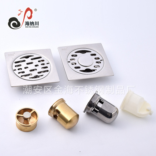 3mm Stainless Steel Anti-Odor Floor Drain for Bathroom and Balcony, 10cm Polished Surface, Single and Double Use, Self-Sealing Floor Drain