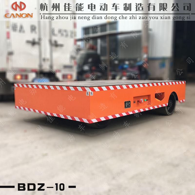 厂家直销电动无轨平车蓄电池胶轮转向搬运车无轨道平板车载货10吨