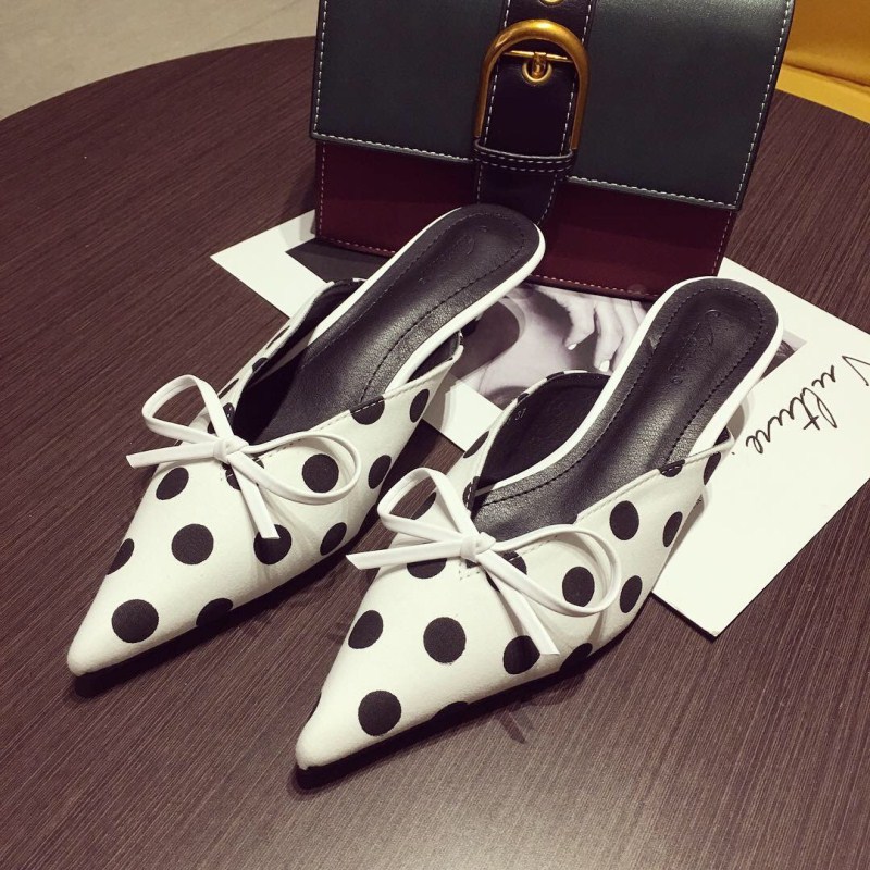 Spring Pointed Polka Dot Lazy Shoes Ladies With Thin Heel Bow Sandals Wholesale Nihaojewelry display picture 8