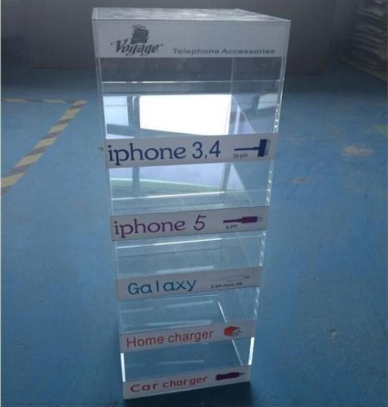 新款可定制5层透明亚克力手机配件展示架 厂家直销