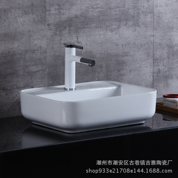 Venta al por mayor Hotel de ingeniería lavabo de cerámica mesa de baño cuarto de baño lavabo cuadrado Cuenca del arte 204
