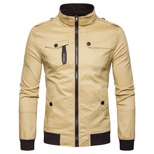 Men’s stand collar pure cotton wash coat in spring and Autumn