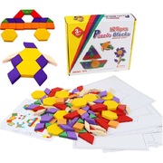 木制质儿童玩具立体七巧板益智拼图125片积木diy百变几何形状玩具