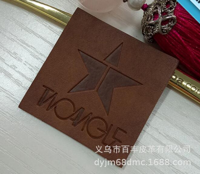 Professional faux leather, heat-pressed color-changing leather, customized leather label design. PU PVC detail image 10