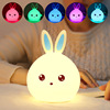 Cute rabbit, silica gel colorful night light, cartoon LED lights, remote control, anti-stress