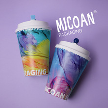 定 制MICOAN名高 12盎司一次性塑杯PP注塑果汁咖啡奶茶A-360ml