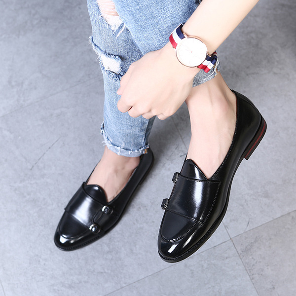 Retro British men's leather shoes, belt buckle, trendy shoes, men's foreign trade agency
