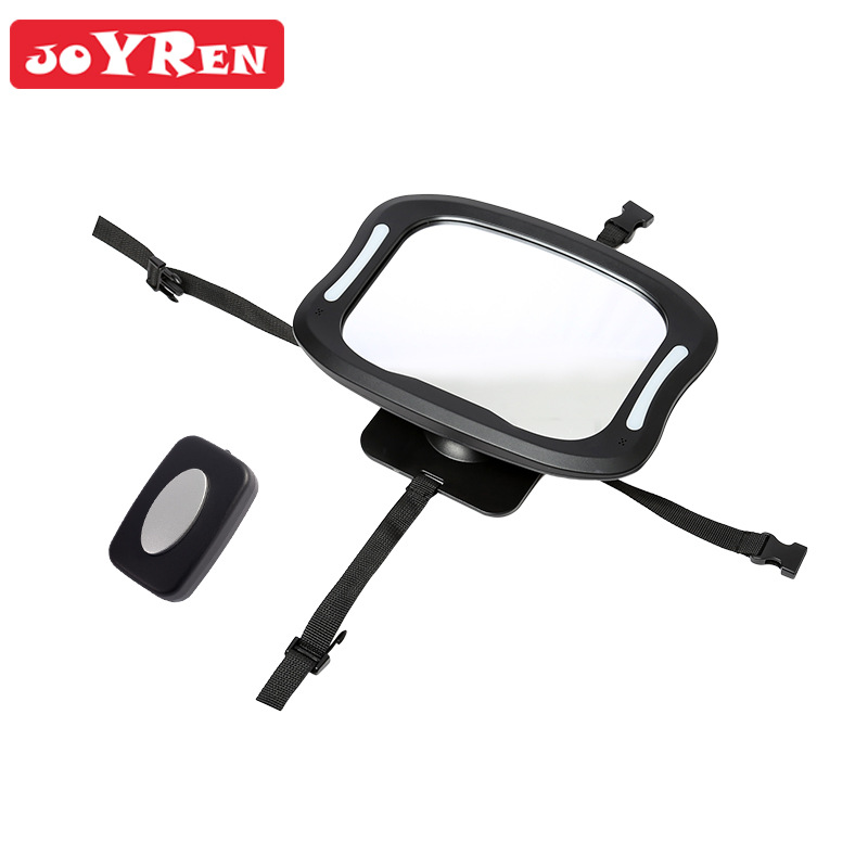 跨境汽车婴儿后视镜车内宝宝安全座椅观察镜 遥控LED灯后视镜批发