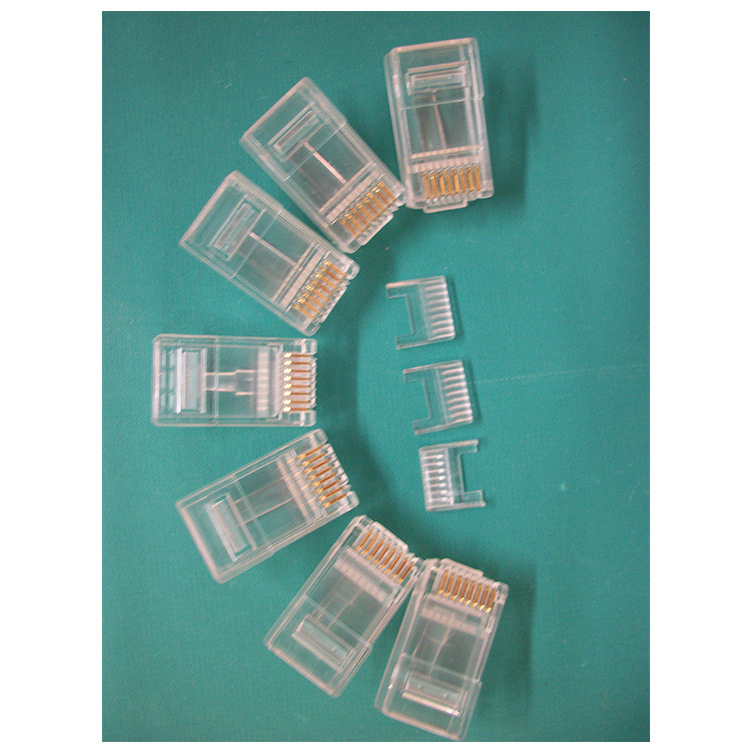 供应短体水晶头网络连接rj45水晶头8P8C短体两件式翻盖支架水晶头