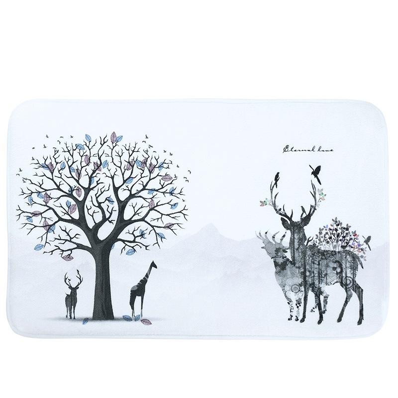 Estilo nórdico alfombra de baño impresa alfombra de piso no tejida ultra suave alfombra de piso de peluche corta alfombra de piso impresa absorbente doméstica