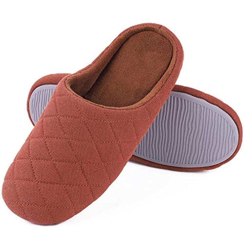 Slippers Cross-Border E-Commerce Amazon Men's Comfortable Quilted Cotton Memory Foam House Slippers Lightweight Slippers