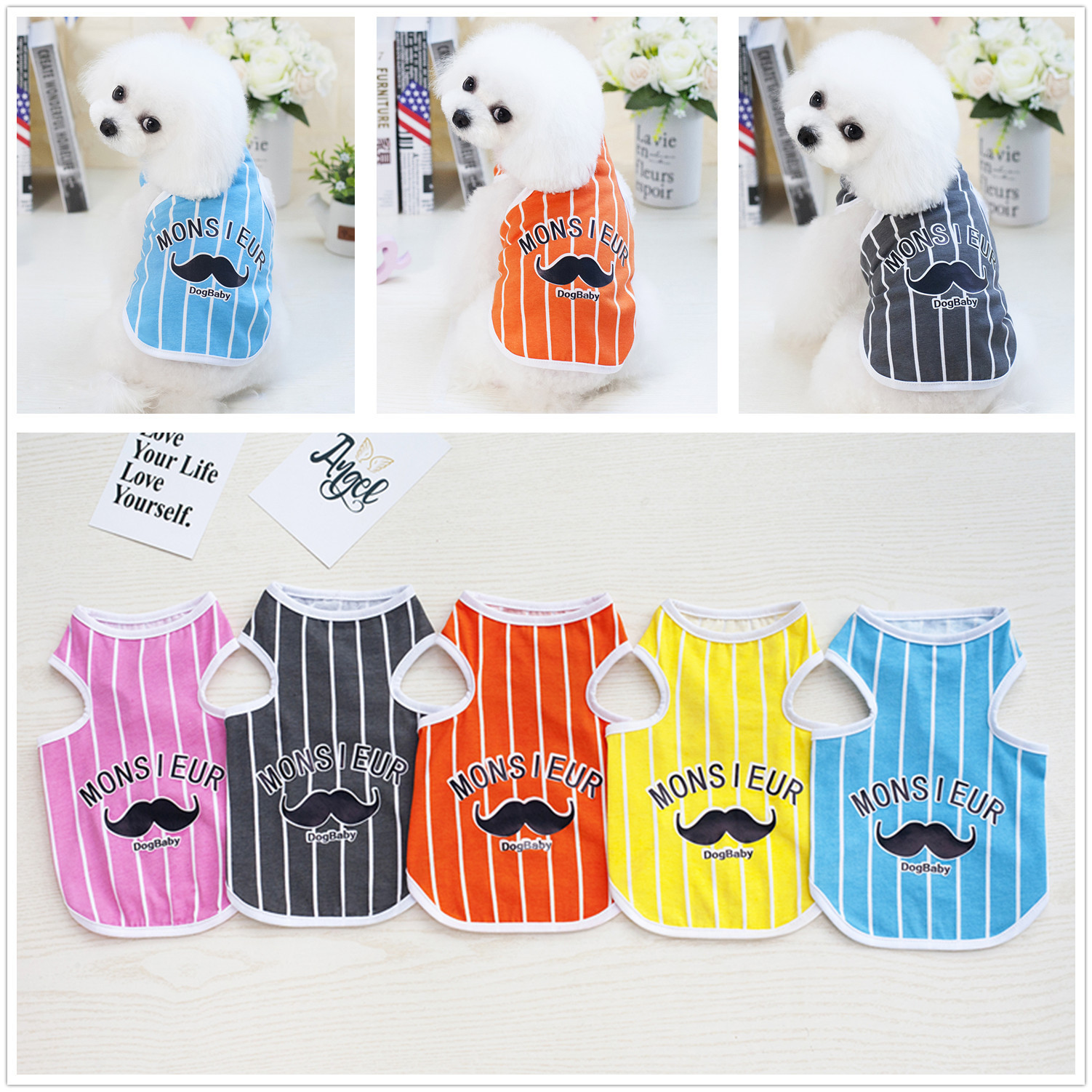 Pet clothes Teddy dog Dog vest Small dogs Casual Clothing stripe vest Pet clothing Manufactor goods in stock