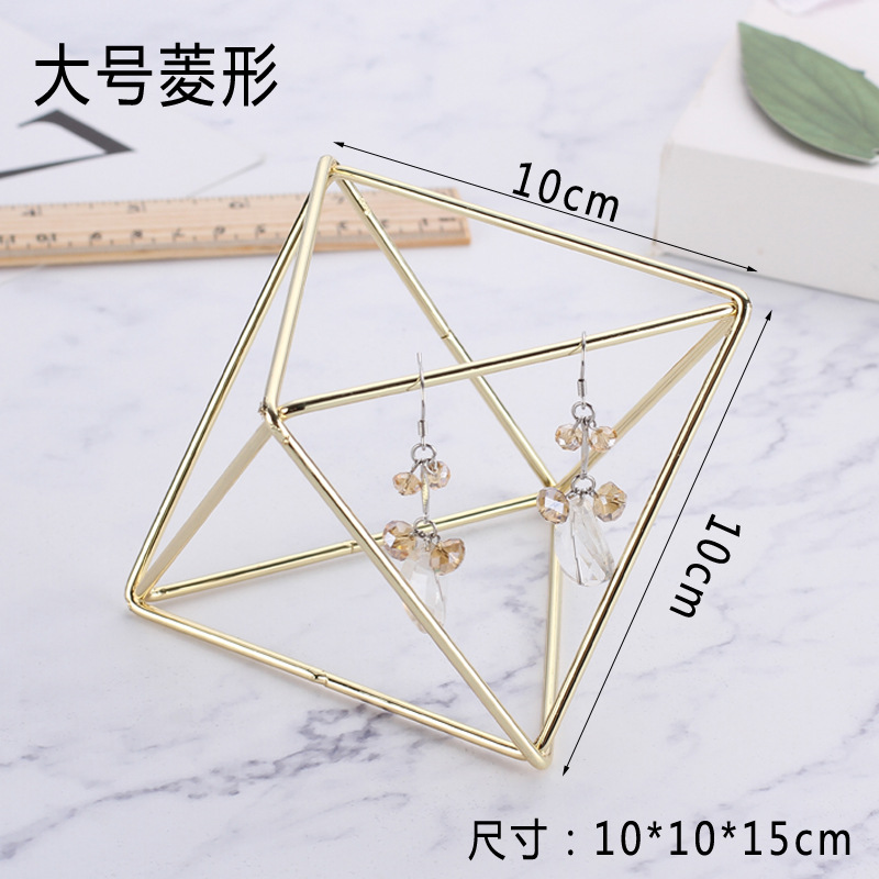 金色多边形耳环架 vintage复古耳环展示架子 耳饰珠宝陈列首饰架