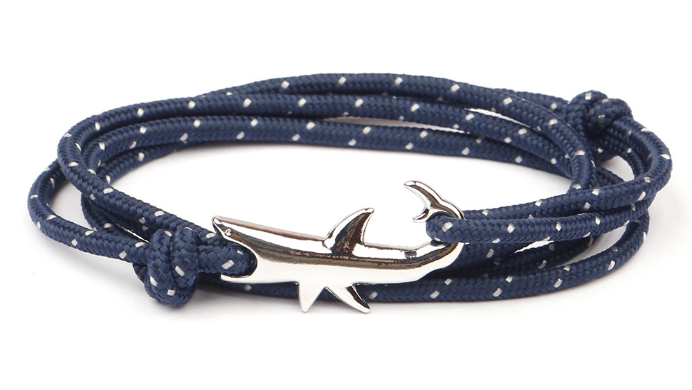 12g Weight Bracelets Classification Alloy, rope Chain Material 1 Piece Quantity Holiday, Daily, Street Occasion Alloy, rope Material Shark Pattern Men's Gender Layered Design Casual, Simple Style Style Casual Simple Style Shark Alloy Rope Layered Men's Bracelets Men's Chain Bracelets 30