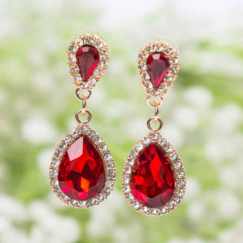 15g Weight Rhinestones Inlay Material 1 Pair Simple Style Shiny Water Droplets Plating Inlay Alloy Rhinestones Drop Earrings