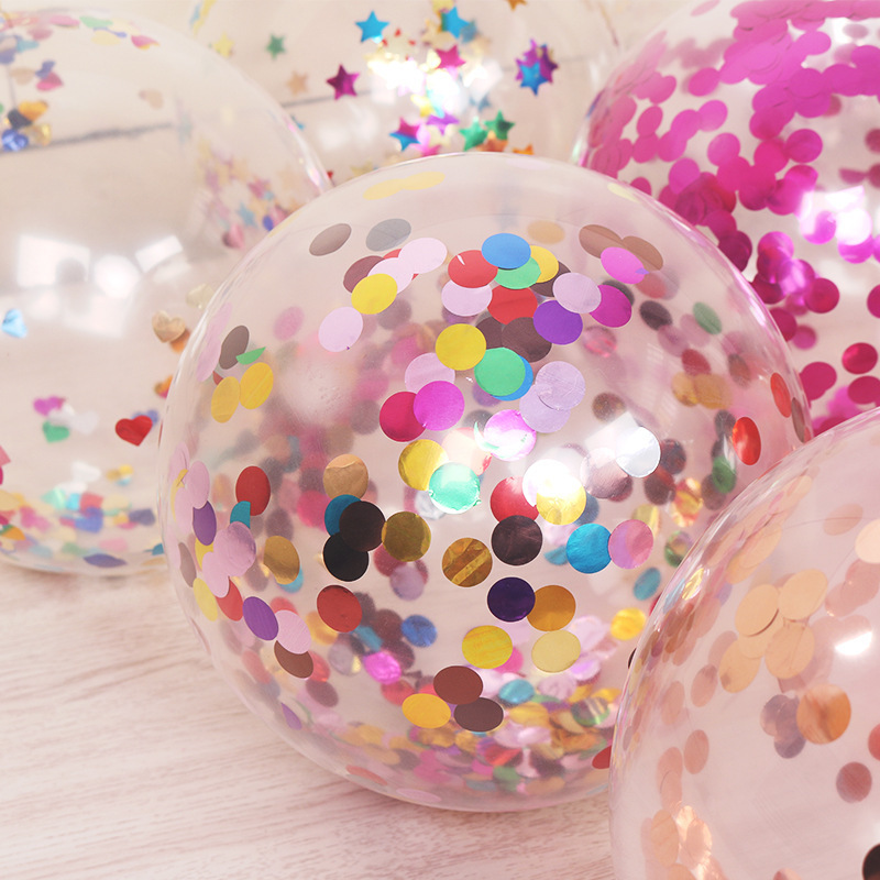 Party Supplies 12 transparent Sequins balloon wedding Marriage room arrangement Wedding supplies Net Red Confetti balloon