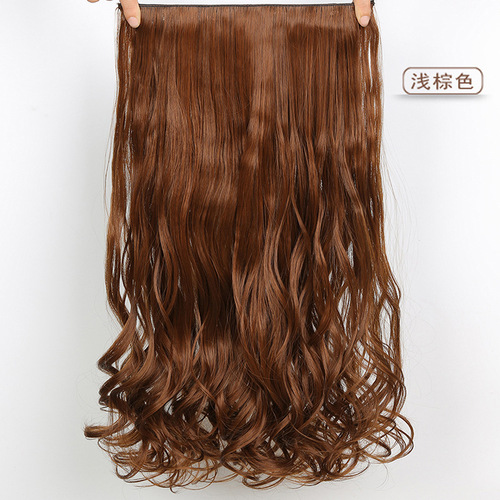 Manufacturer wholesale one-piece five-card hair extension, thickened medium-length curly hair, large wave clip-in hair, chemical fiber wig