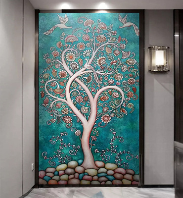 2018新款十字繡鑽石畫滿鑽生命樹藝術玄關豎版貼鑽畫現代簡約