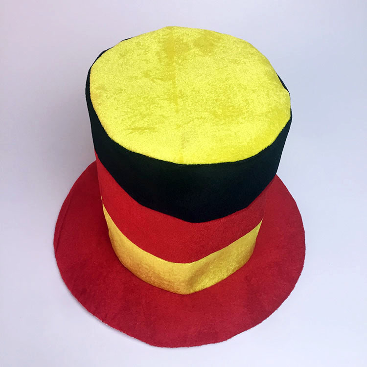 2018 Rusia Copa Mundial de productos del ventilador. Sombrero Alto Alemán. Ventilador de tres colores de sombrero alto. Sombrero de Carnaval a juego de colores