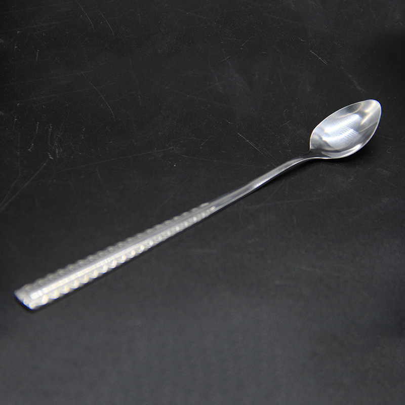 不锈钢勺子小长柄搅拌勺加长把冰沙吧勺果汁奶茶调羹咖啡调味勺