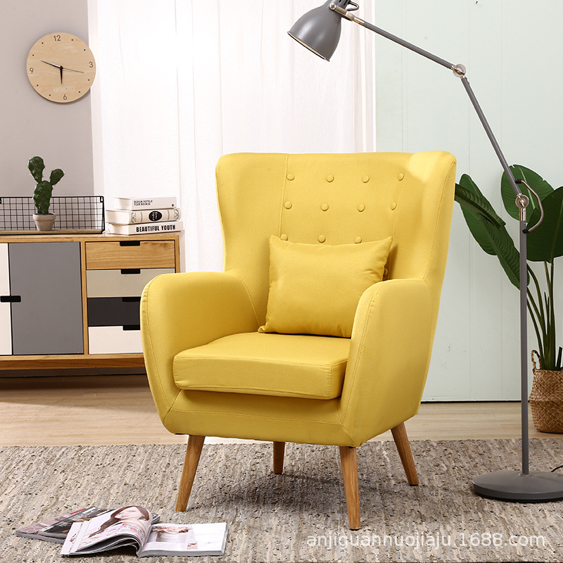 单人简易北欧现代阳台卧室迷你简约小户型懒人沙发休闲布艺老虎椅|ms
