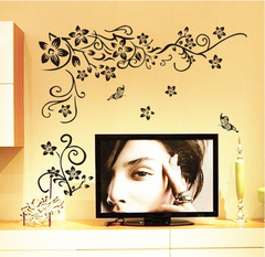 New Black Cross-border Butterfly Diagonal Flower Vine TV Background Sticker JM8382 Factory Wholesale