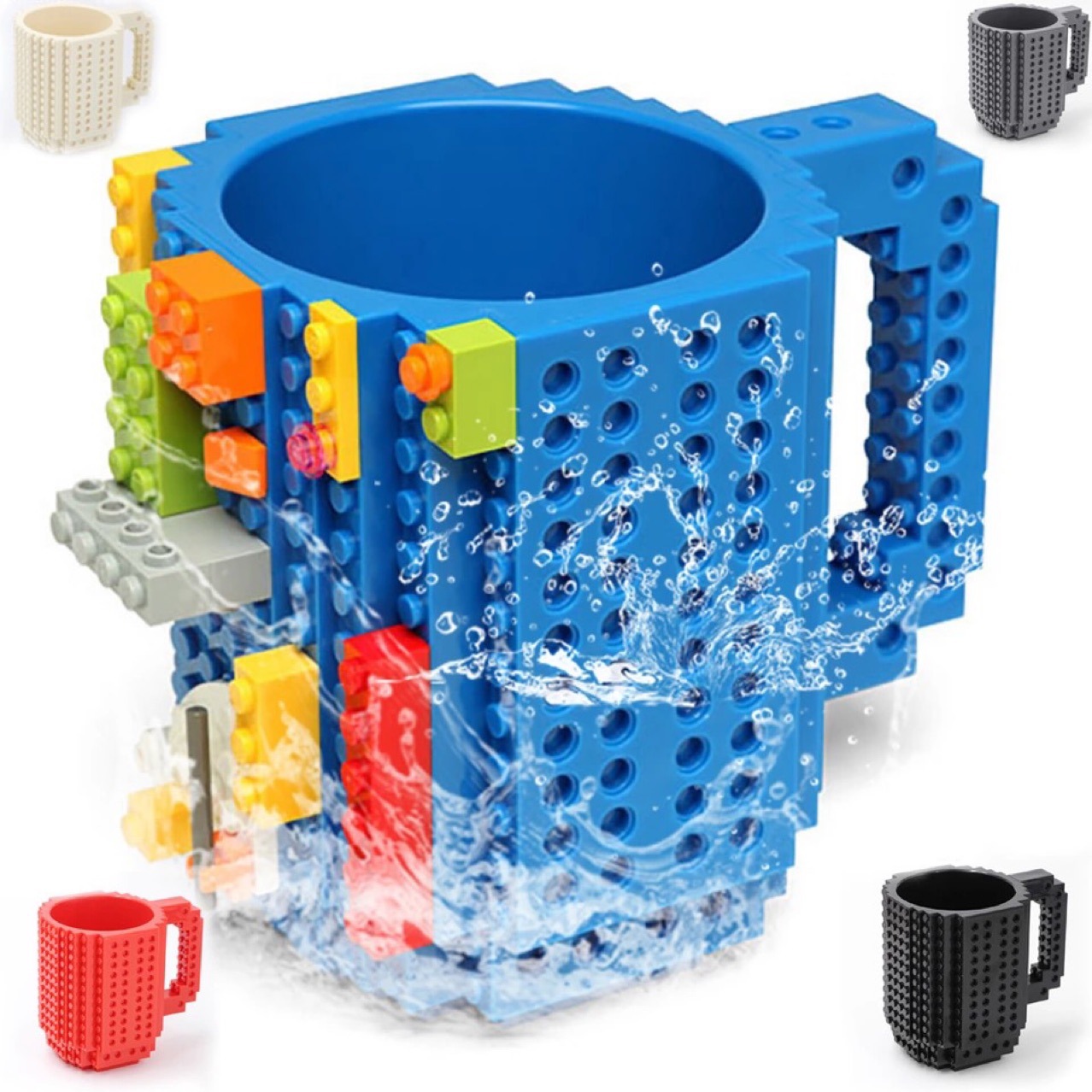 Bloque de construcción taza ensamblada taza DIY montaje taza de café marca práctico taza de agua creativo niños regalo titular de la pluma