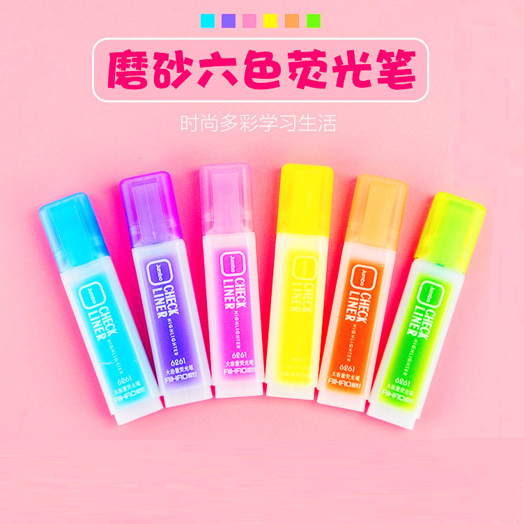 Fluorescent pen 6261 pinkycolor High-capacity children originality Knife head colour Mark Marker pen