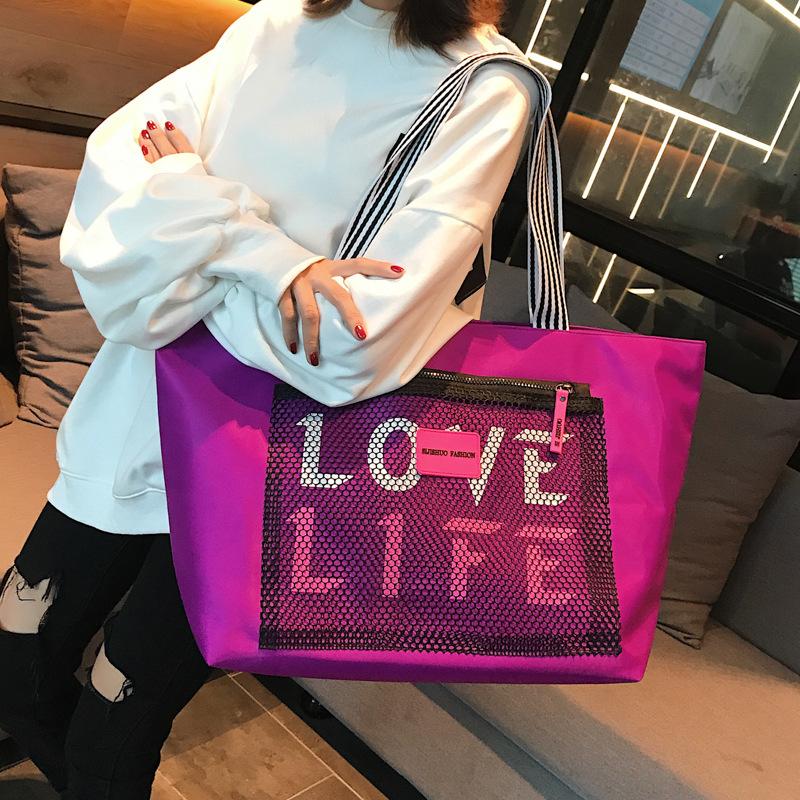 Autumn New Korean Super Large Capacity Women's Bag Waterproof Trendy Leisure Travel Bag Women's Wet and Dry Separation_voghion.com