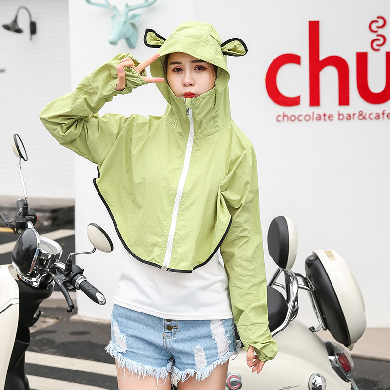 2019 new women's sunscreen hooded shawl lovely fashion versatile beach clothing battery car sunscreen clothing wholesale