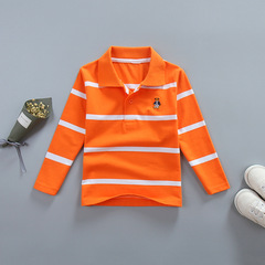 巴拉bala兒童童裝長袖T恤衫春裝男童條紋純棉立領POLO衫兒童上衣
