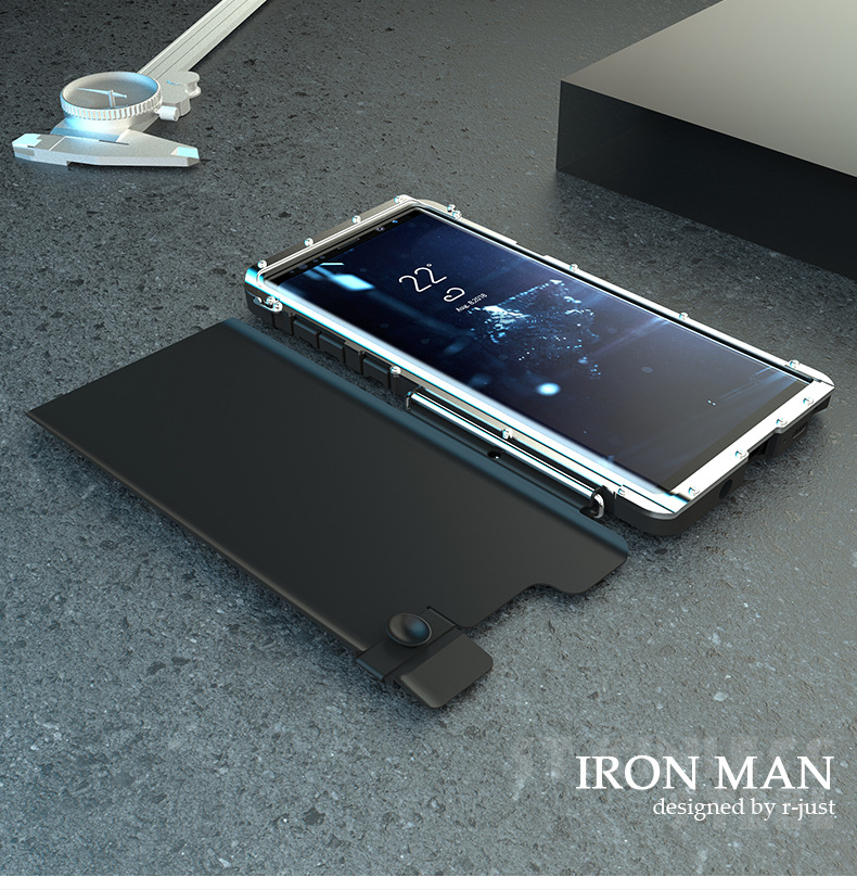 Armor King Iron Man Luxury Shockproof Stainless Steel Aluminum Metal Flip Case Cover for Samsung Galaxy Note 9