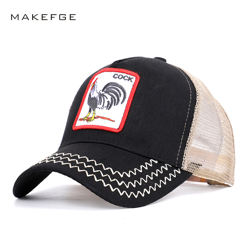 60 Spring And Summer Baseball Net Caps Rooster Animal Embroidery Baseball Caps Men And Women European And American Personality Hats And Hats Wholesale