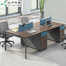 开放式现代员工电脑桌简约屏风职员办公桌4人位组合办公桌椅批发