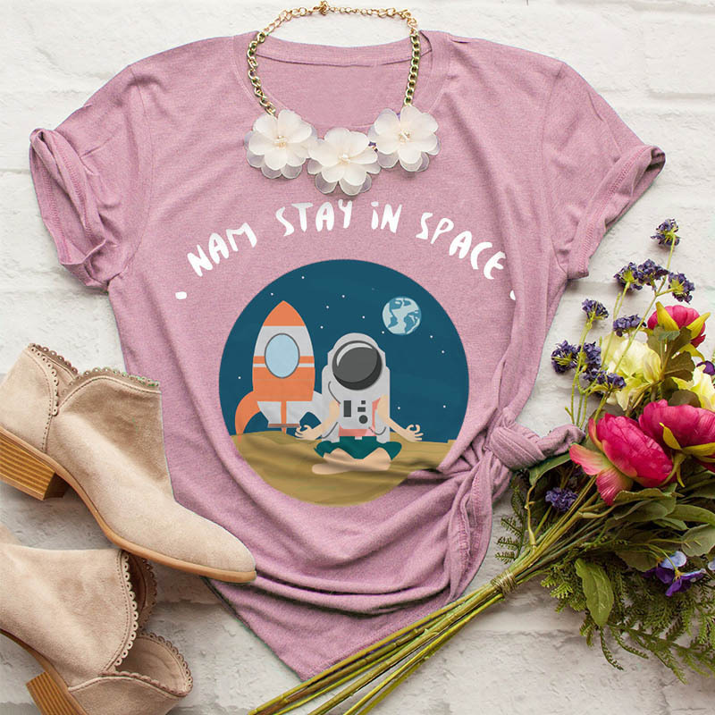 new cartoon rocket round neck women s short sleeve t-shirt NSSN384