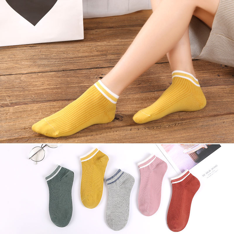 春夏新款卡通長襪學院風棉線中低邦透氣襪子防滑日系女短筒襪批發