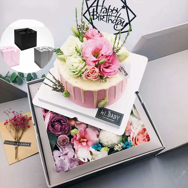 双层蛋糕盒情人节玫瑰香皂花包装抖音生日派对8寸惊喜盒香氛礼盒