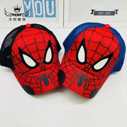 Spider Children Net Hat Summer Sun Protection Cap New Cartoon Baby Duckbill Hat Boy Sun Hat Wholesale