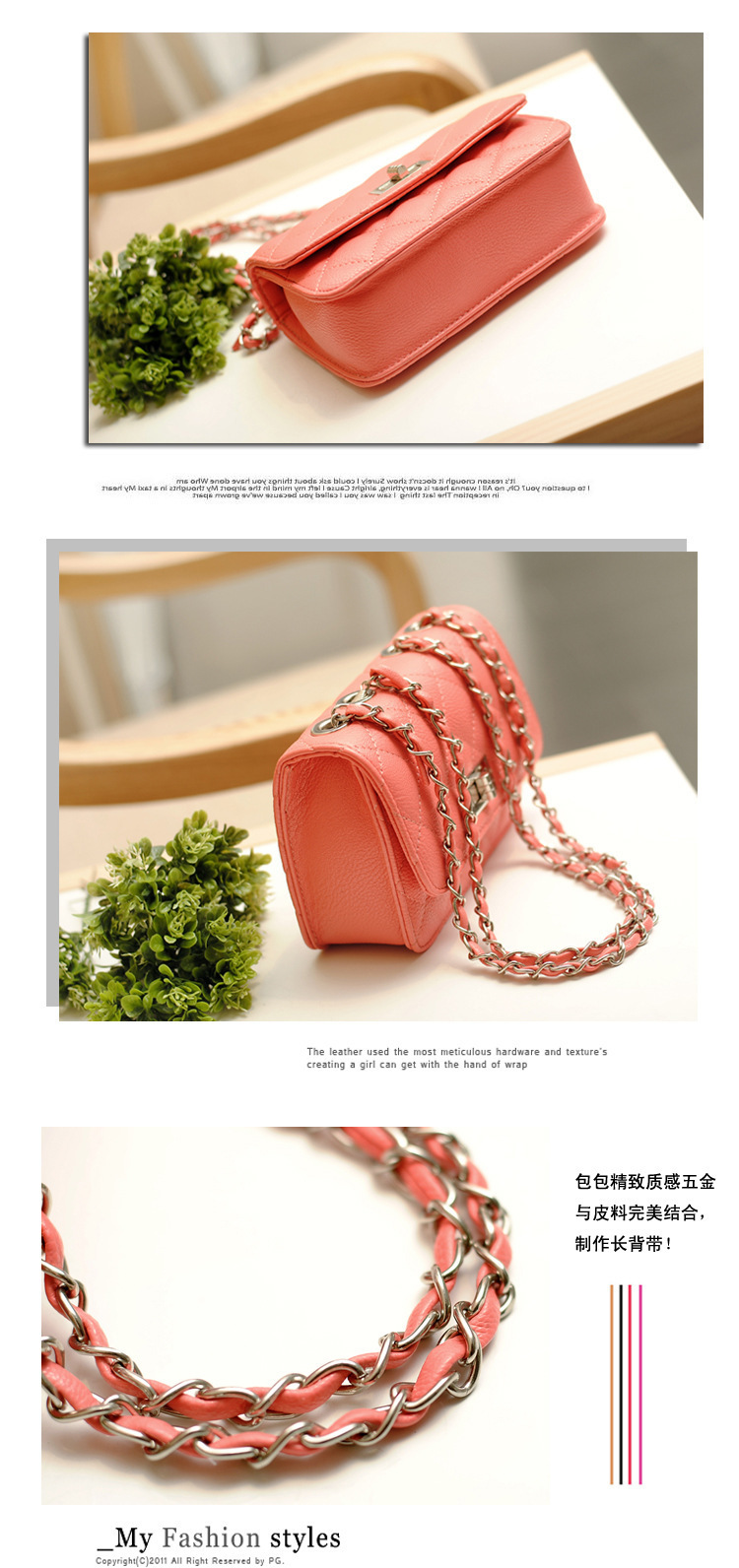 New Fashion Rhombic Chain Turn Lock Bag Chain Crossbody Bag Shoulder Bag display picture 4